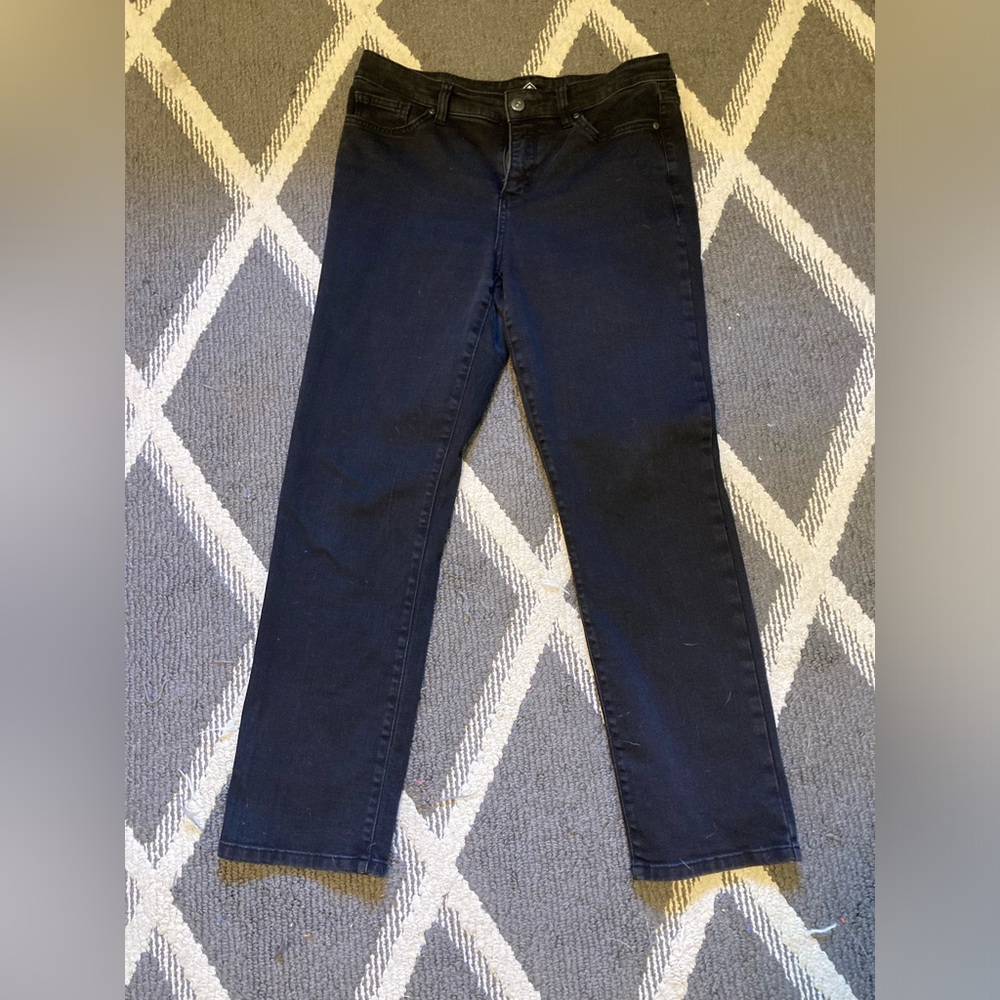 St. John’s Bay Mid Rise Black Straight Leg Jeans Size 10S